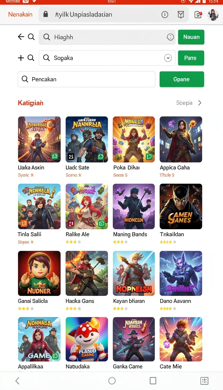 Halaman detail dengan informasi versi, ukuran, dan rating.
